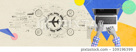 Flight ticket booking concept with person using a laptop computer 109196399