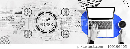 Forex trading concept with person using a laptop Forex trading concept with person using a laptop 109196405