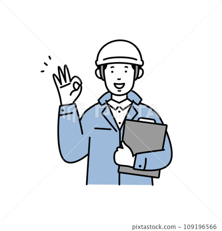 Illustration material of a male worker giving a good sign Illustration material of a male worker giving a good sign 109196566