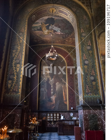 [Ukraine] Huge religious painting hung inside St. Vladimir's Cathedral in the capital Kiiv 109196717