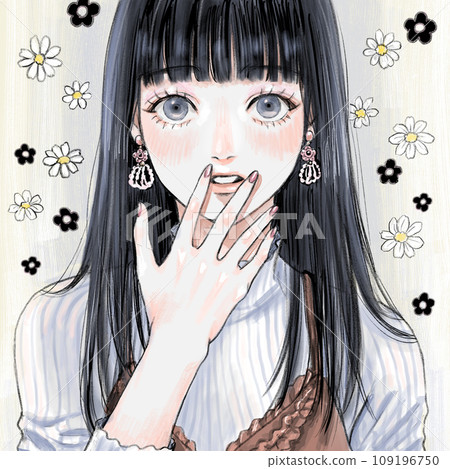 一名驚奇的婦女用她的在她的嘴的手 109196750