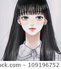 Black-haired woman blushing 109196752