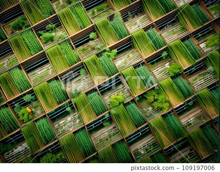 Freshly planted rice field/tile image Freshly planted rice field/tile image 109197006