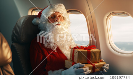 Santa Claus on board the plane 109197784