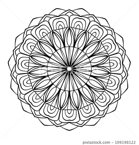Mandala decorative element. Round pattern. Doodle elegant vector illustration. Coloring book page. Mandala decorative element. Round pattern. Doodle elegant vector illustration. Coloring book page. 109198122