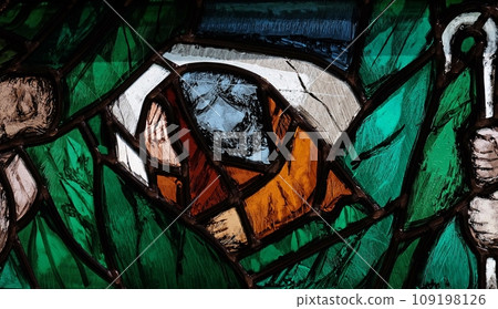 God, the Creator of all life, detail of stained glass window by Sieger Koder in church of Saint John in Piflas, Germany God, the Creator of all life, detail of stained glass window by Sieger Koder in church of Saint John in Piflas, Germany 109198126