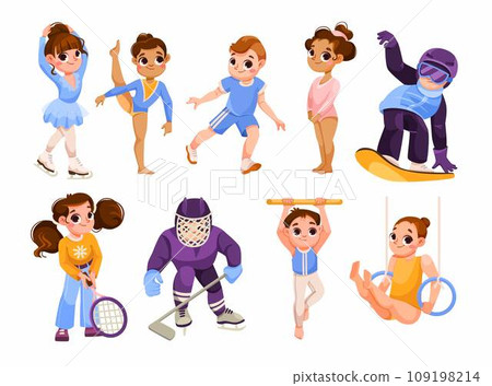 Children Do Sport and Physical Body Training Vector Set Children Do Sport and Physical Body Training Vector Set 109198214