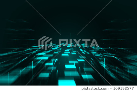 徑向運動的方塊與光線科技空間感背景 109198577
