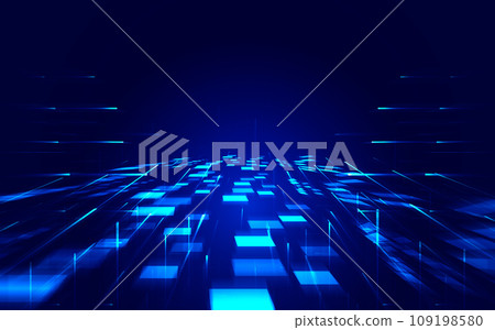 徑向運動的方塊與光線科技空間感背景 109198580