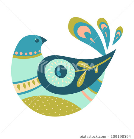 Folk Abstract Bird with Ornament and Decor Vector Illustration Folk Abstract Bird with Ornament and Decor Vector Illustration 109198594
