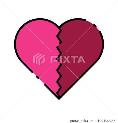 broken heart icon valentine's day vector 109199027