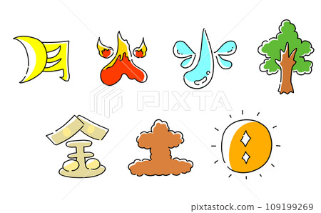 星期幾圖像插圖設定顏色純色 星期幾圖像插圖設定顏色純色 109199269