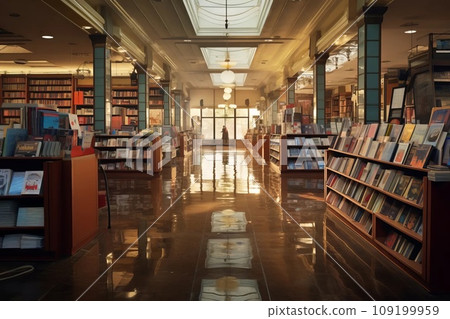 Spacious library AI generated image AI image 109199959