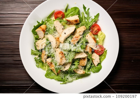 Chicken caesar salad on a plate Chicken caesar salad on a plate 109200197