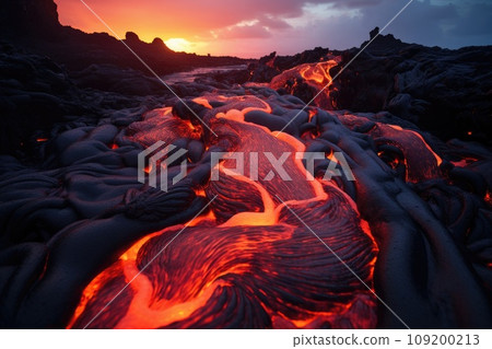 Active volcano with lava and magma 109200213