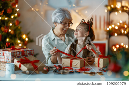 family preparing for Christmas 109200979
