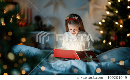 girl with Christmas gift girl with Christmas gift 109201049