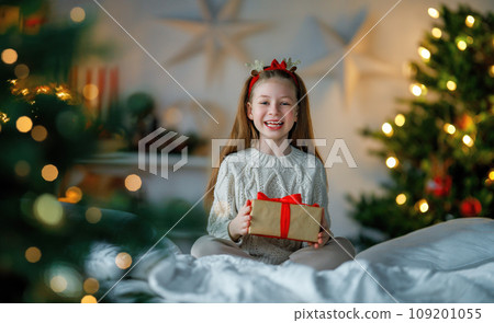 girl with Christmas gift girl with Christmas gift 109201055