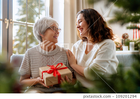 family celebrating Christmas 109201294