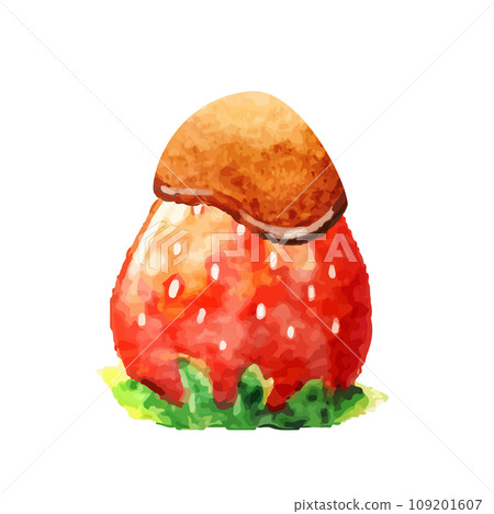 融化的巧克力和草莓的插圖 109201607