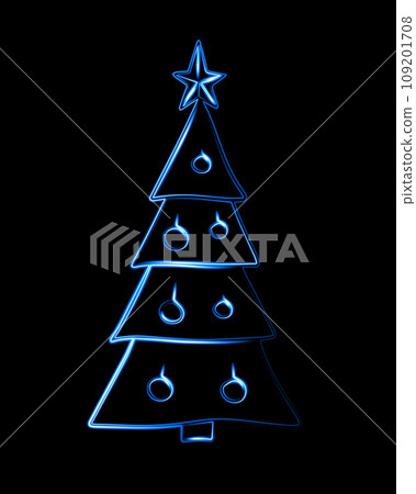 Vector isolated illustration of Christmas tree with neon effect. Vector isolated illustration of Christmas tree with neon effect. 109201708