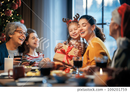 family celebrating Christmas 109201759