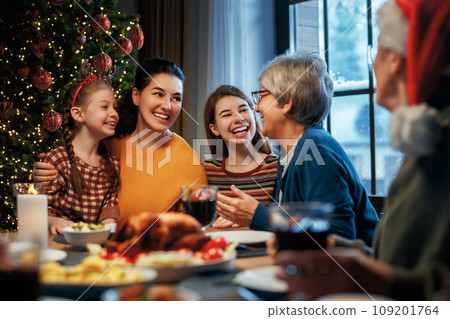 family celebrating Christmas 109201764