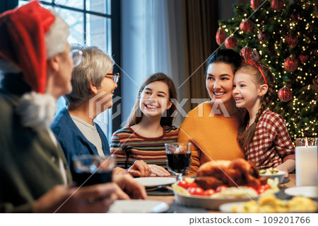 family celebrating Christmas family celebrating Christmas 109201766