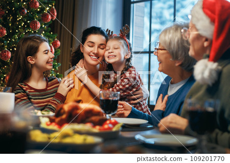 family celebrating Christmas 109201770