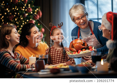 family celebrating Christmas 109201774