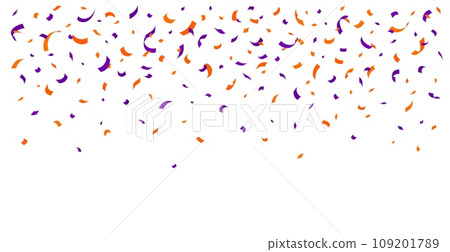 Halloween holiday confetti background. Vector orange and purple vibrant falling paper pieces cascade adding a festive touch to carnival celebrations. Colorful burst of fun and excitement in the air Halloween holiday confetti background. Vector orange and purple vibrant falling paper pieces cascade adding a festive touch to carnival celebrations. Colorful burst of fun and excitement in the air 109201789