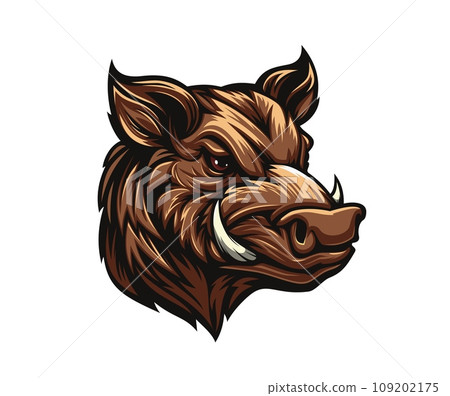 Generative ai wild boar animal mascot or tattoo. Ai generated character. Isolated symbol of strength and determination, embodying the spirit of the wild with its powerful presence and untamed energy Generative ai wild boar animal mascot or tattoo. Ai generated character. Isolated symbol of strength and determination, embodying the spirit of the wild with its powerful presence and untamed energy 109202175