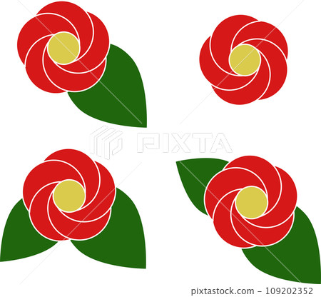 4種簡單的山茶花插圖 4種簡單的山茶花插圖 109202352