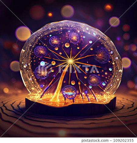 Ai generated alien planet mystic mushroom with glowing spores bokeh. Fantasy glowing at night plant, alien planet forest luminous mushroom or fantastic fungus flying spores. Magic psychedelic fungi Ai generated alien planet mystic mushroom with glowing spores bokeh. Fantasy glowing at night plant, alien planet forest luminous mushroom or fantastic fungus flying spores. Magic psychedelic fungi 109202355