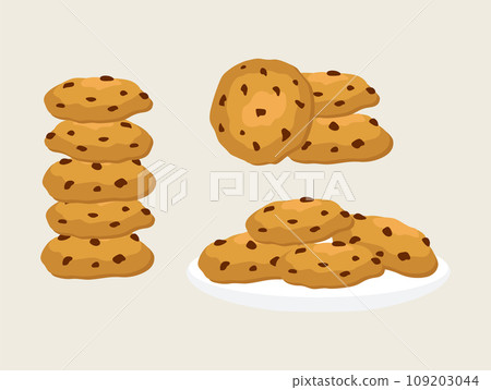 Traditional cookies with chocolate crisps. 109203044