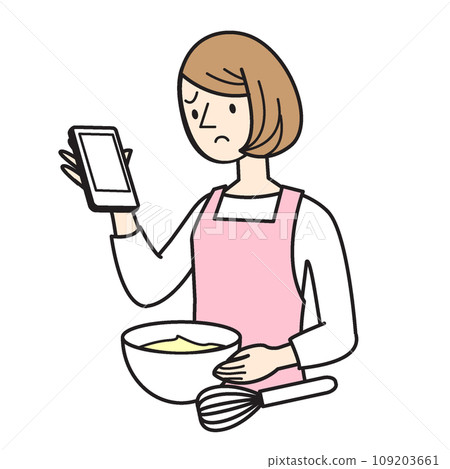 一個喜歡做飯的女人的簡單人物插圖 109203661