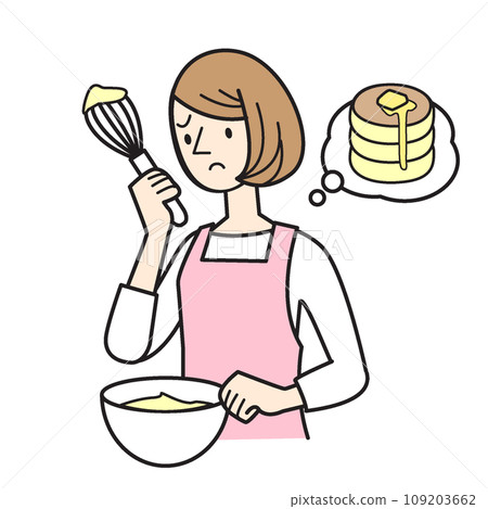 一個喜歡做飯的女人的簡單人物插圖 109203662