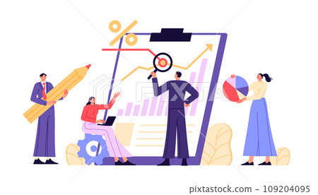 People working with data analyzing business indicators. 109204095
