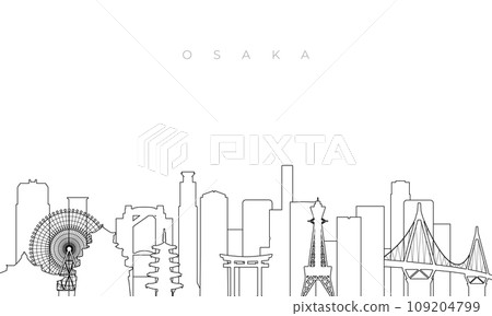 Outline Osaka skyline.  109204799