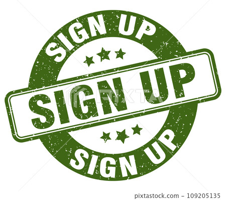 sign up stamp. sign up label. round grunge sign sign up stamp. sign up label. round grunge sign 109205135