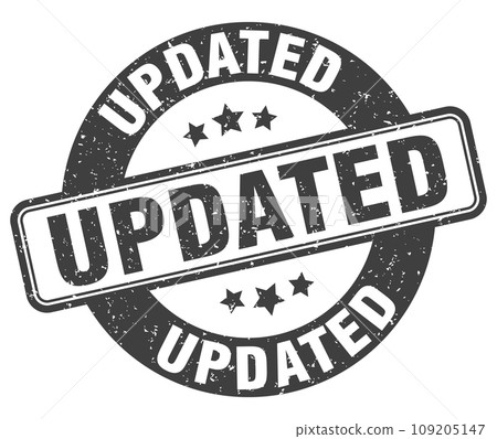 updated stamp. updated label. round grunge sign 109205147