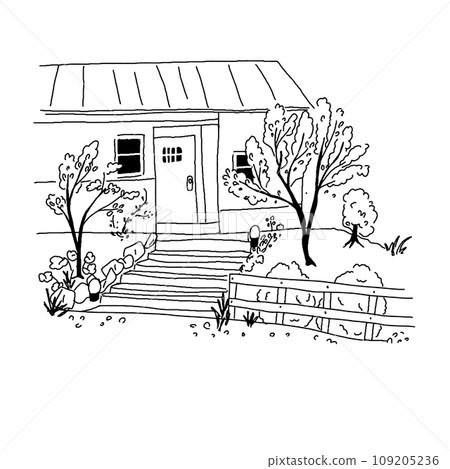 時尚房子的全身線條畫向量圖 109205236