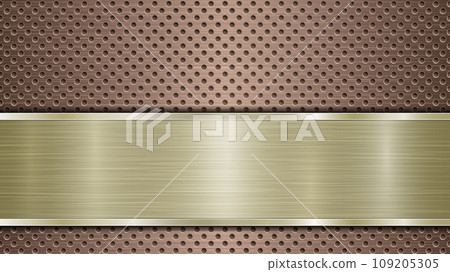 Metal background with holes and a polished plate 109205305