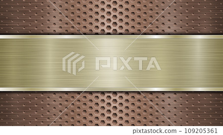 Metal background with holes and a polished plate Metal background with holes and a polished plate 109205361