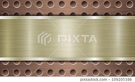Metal background with holes and a polished plate Metal background with holes and a polished plate 109205386