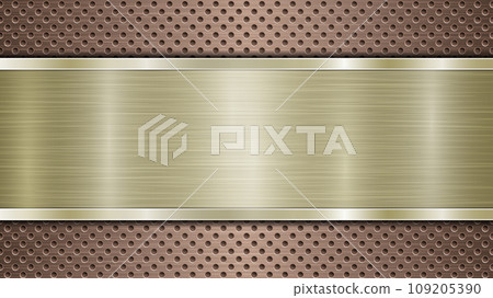 Metal background with holes and a polished plate Metal background with holes and a polished plate 109205390