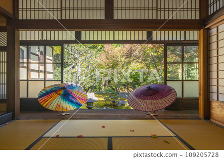 秋天從京都 Bishamondo Shorinji 寺的主殿看到美麗的花園 109205728