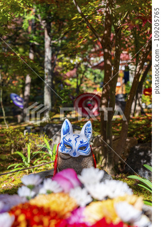 秋天的京都，Bishamondo Shorinji Temple，地面上美麗的秋葉 109205765