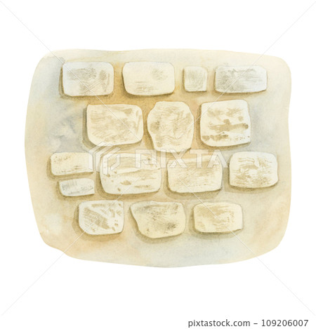 Beige Jerusalem stone wall fragment watercolor illustration isolated on white background. Hand drawn masonry made of blocks. Western wall from Old City clipart Beige Jerusalem stone wall fragment watercolor illustration isolated on white background. Hand drawn masonry made of blocks. Western wall from Old City clipart 109206007