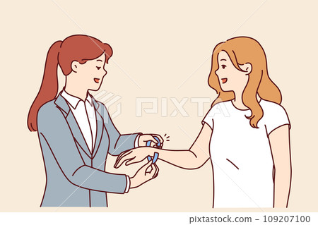 Woman administrator of nightclub puts bracelet on arm of female visitor came to closed party Woman administrator of nightclub puts bracelet on arm of female visitor came to closed party 109207100
